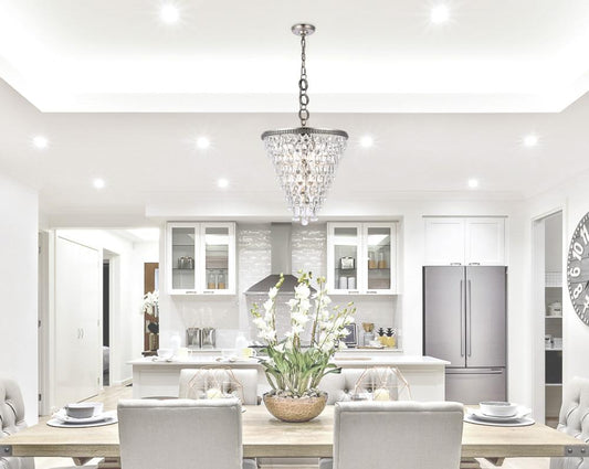 Elegant Furniture & Lighting - Nordic 5 light antique silver Pendant Clear Royal Cut Crystal - 1219D18AS/RC veiw 1