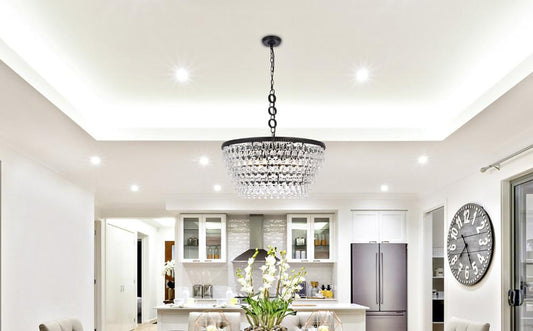 Elegant Furniture & Lighting - Nordic 6 lights black chandelier - 1219D28BK/RC veiw 1