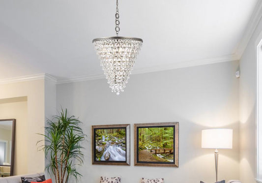 Elegant Furniture & Lighting - Nordic 7 light antique silver Chandelier Clear Royal Cut Crystal - 1219D24AS/RC veiw 1