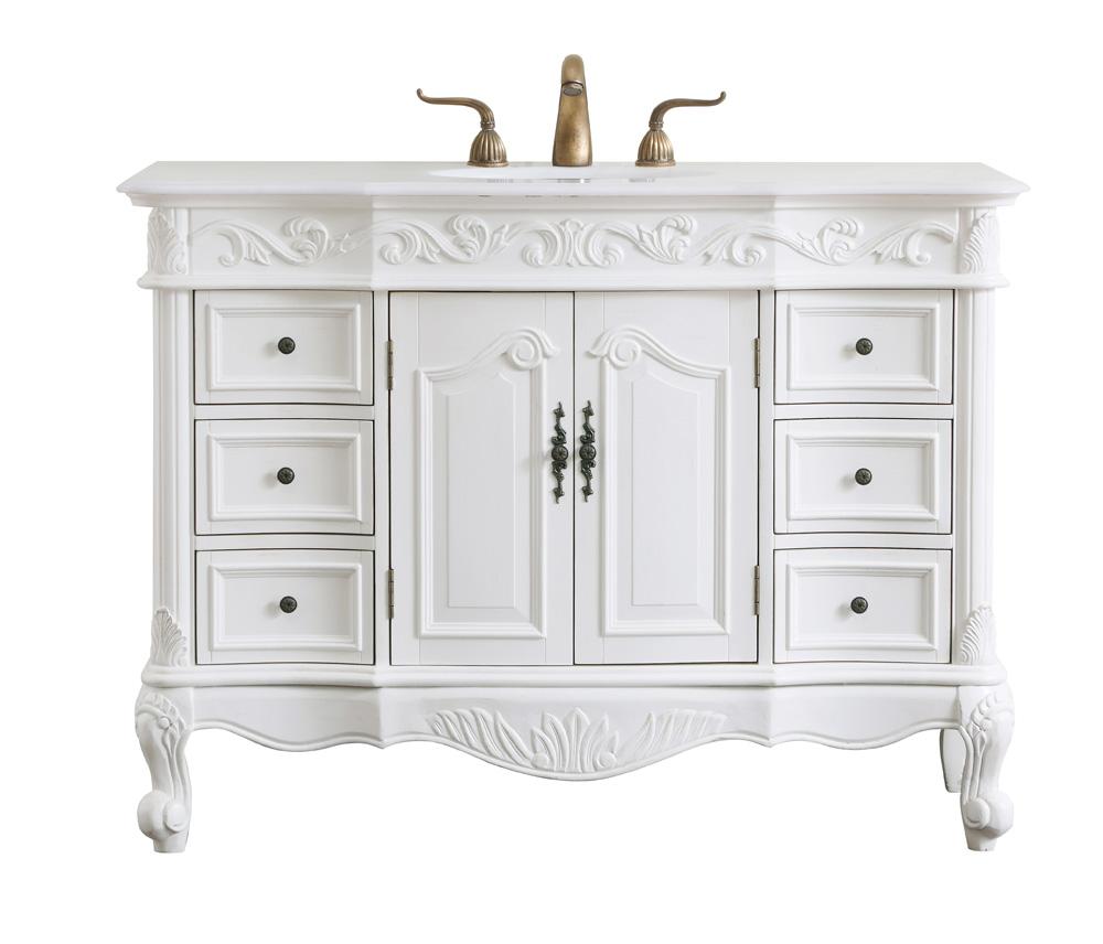 Elegant Furniture & Lighting - Oakland 48 inch Single Bathroom vanity in antique white with ivory white engineered marble - VF38848AW-VW veiw 1