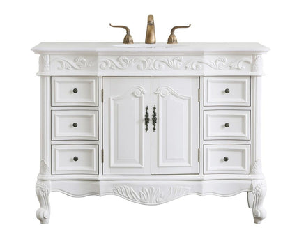 Elegant Furniture & Lighting - Oakland 48 inch Single Bathroom vanity in antique white with ivory white engineered marble - VF38848AW-VW veiw 1