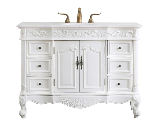 Elegant Furniture & Lighting - Oakland 48 inch Single Bathroom vanity in antique white with ivory white engineered marble - VF38848AW-VW veiw 1