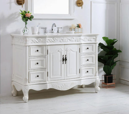 Elegant Furniture & Lighting - Oakland 48 inch Single Bathroom vanity in antique white with ivory white engineered marble - VF38848AW-VW veiw 3