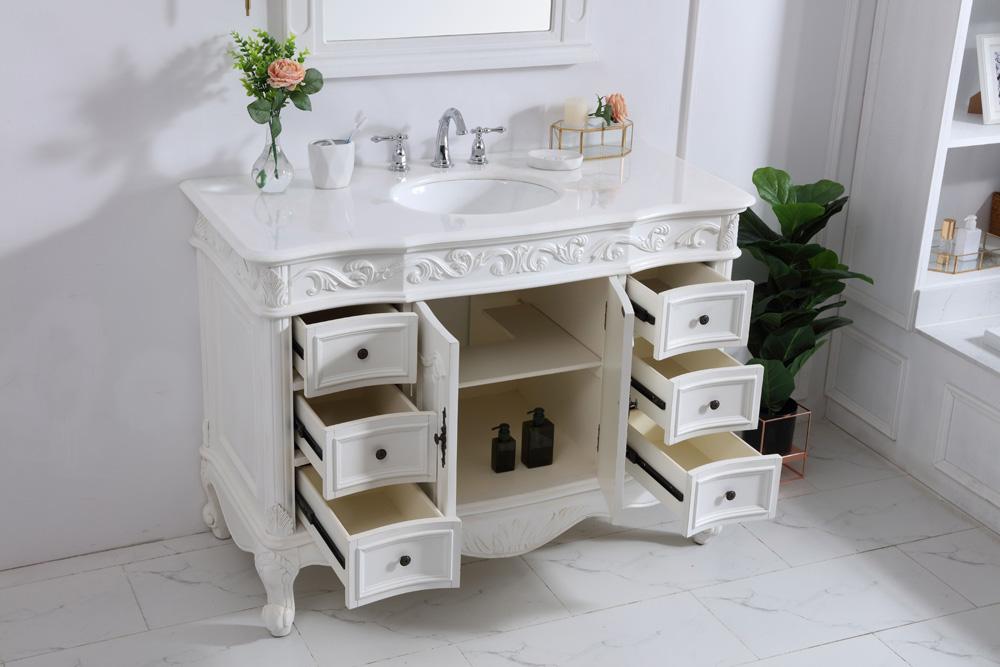 Elegant Furniture & Lighting - Oakland 48 inch Single Bathroom vanity in antique white with ivory white engineered marble - VF38848AW-VW veiw 4