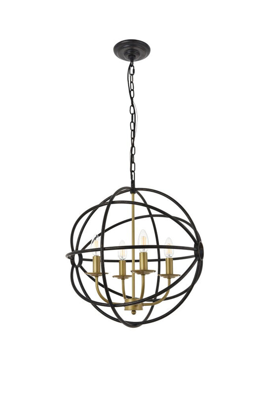 Elegant Furniture & Lighting - Octavia 4 light Brass and Dark Brown Pendant - LD4006D18BRD veiw 1