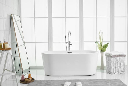 Elegant Furniture & Lighting - Odette 59 inch soaking roll top bathtub in glossy white - BT10659GW veiw 2
