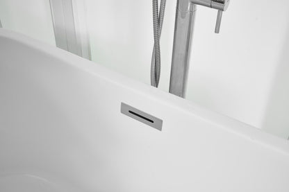 Elegant Furniture & Lighting - Odette 59 inch soaking roll top bathtub in glossy white - BT10659GW veiw 3