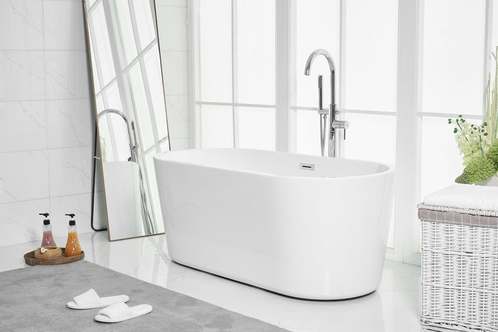 Elegant Furniture & Lighting - Odette 59 inch soaking roll top bathtub in glossy white - BT10659GW veiw 7