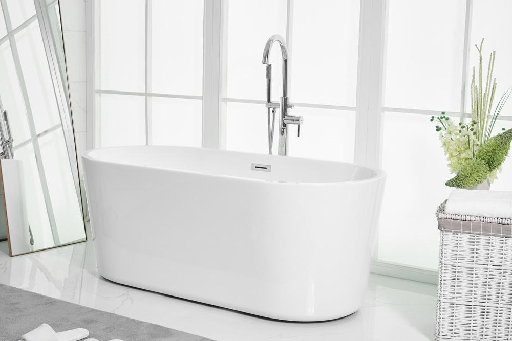 Elegant Furniture & Lighting - Odette 59 inch soaking roll top bathtub in glossy white - BT10659GW veiw 8