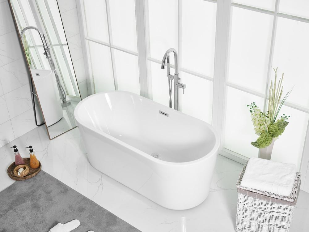 Elegant Furniture & Lighting - Odette 59 inch soaking roll top bathtub in glossy white - BT10659GW veiw 9