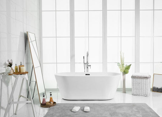 Elegant Furniture & Lighting - Odette 65 inch soaking roll top bathtub in glossy white - BT10665GW veiw 2