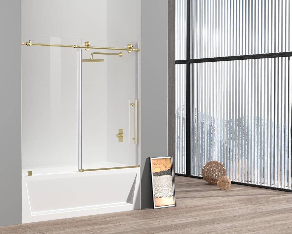 Elegant Furniture & Lighting - Orlando Frameless tub door 60 x 60 Brushed Gold - TD111-6060BGD veiw 2