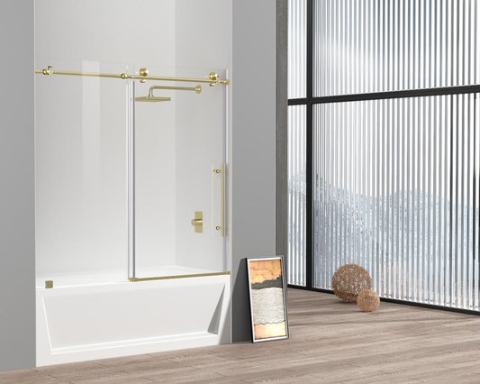Elegant Furniture & Lighting - Orlando Frameless tub door 60 x 60 Brushed Gold - TD111-6060BGD veiw 2