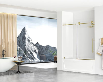 Elegant Furniture & Lighting - Orlando Frameless tub door 60 x 60 Brushed Gold - TD111-6060BGD veiw 3