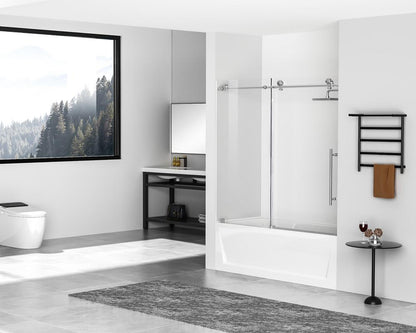 Elegant Furniture & Lighting - Orlando Frameless tub door 60 x 60 Brushed Nickel - TD111-6060BNK veiw 4