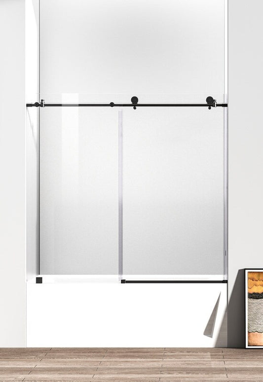Elegant Furniture & Lighting - Orlando Frameless tub door 60 x 60 Matte Black - TD111-6060MBK veiw 1