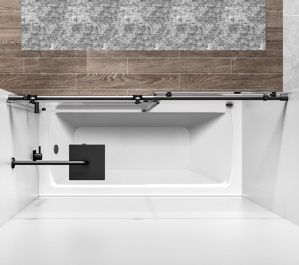Elegant Furniture & Lighting - Orlando Frameless tub door 60 x 60 Matte Black - TD111-6060MBK veiw 5