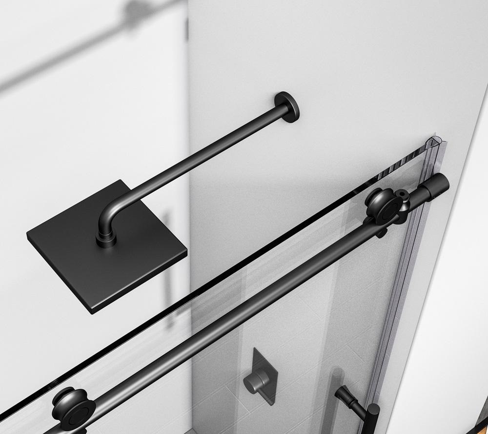 Elegant Furniture & Lighting - Orlando Frameless tub door 60 x 60 Matte Black - TD111-6060MBK veiw 6