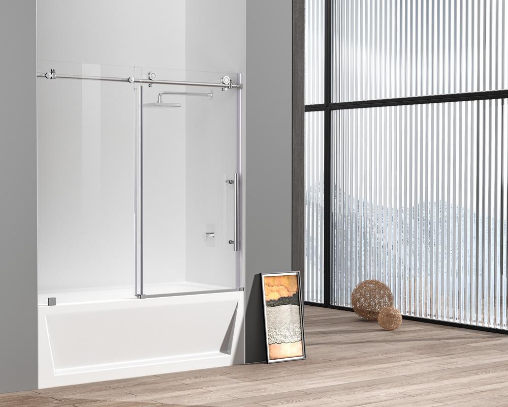 Elegant Furniture & Lighting - Orlando Frameless tub door 60 x 60 Polished Chrome - TD111-6060PCH veiw 2