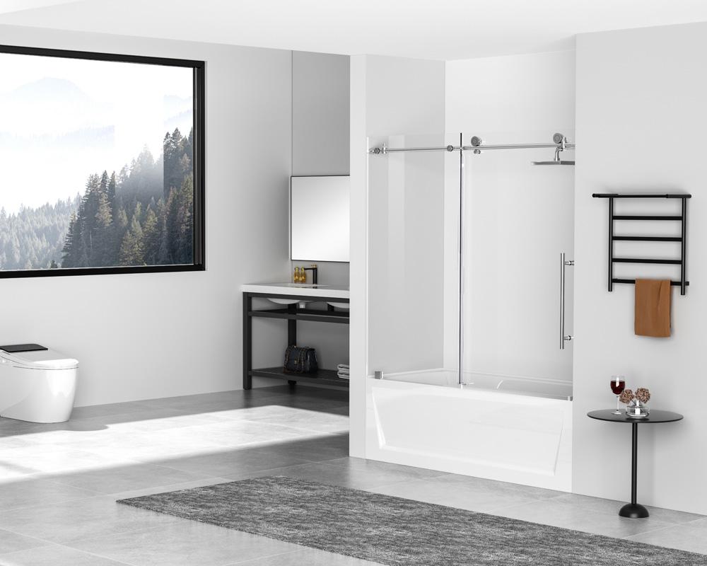 Elegant Furniture & Lighting - Orlando Frameless tub door 60 x 60 Polished Chrome - TD111-6060PCH veiw 4