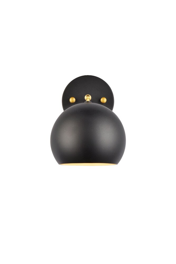 Elegant Furniture & Lighting - Othello 1 light black and brass wall sconce - LD2355BKR veiw 3