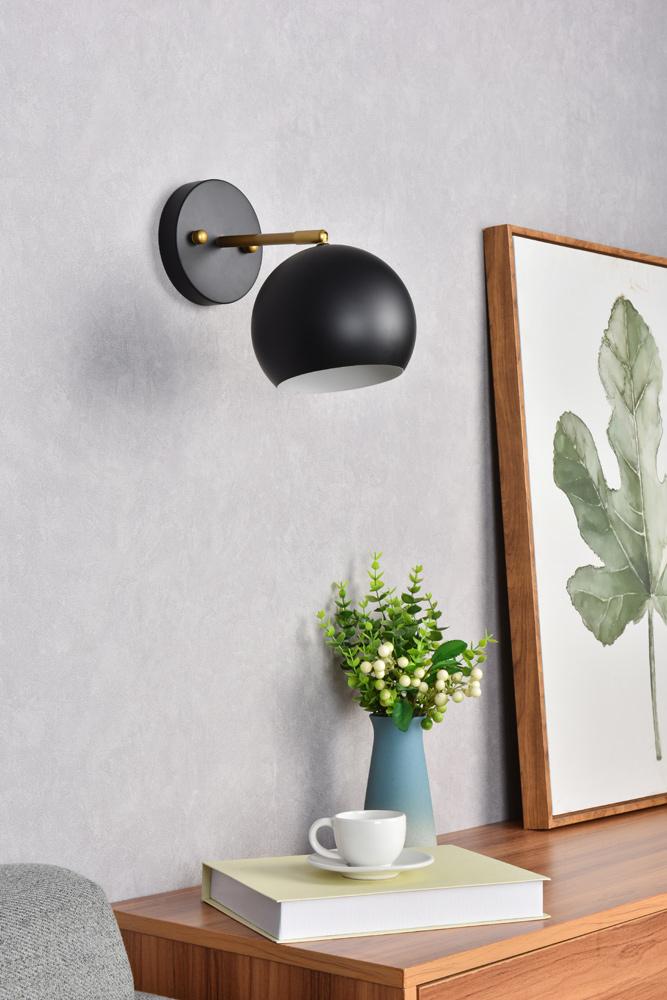 Elegant Furniture & Lighting - Othello 1 light black and brass wall sconce - LD2355BKR veiw 8