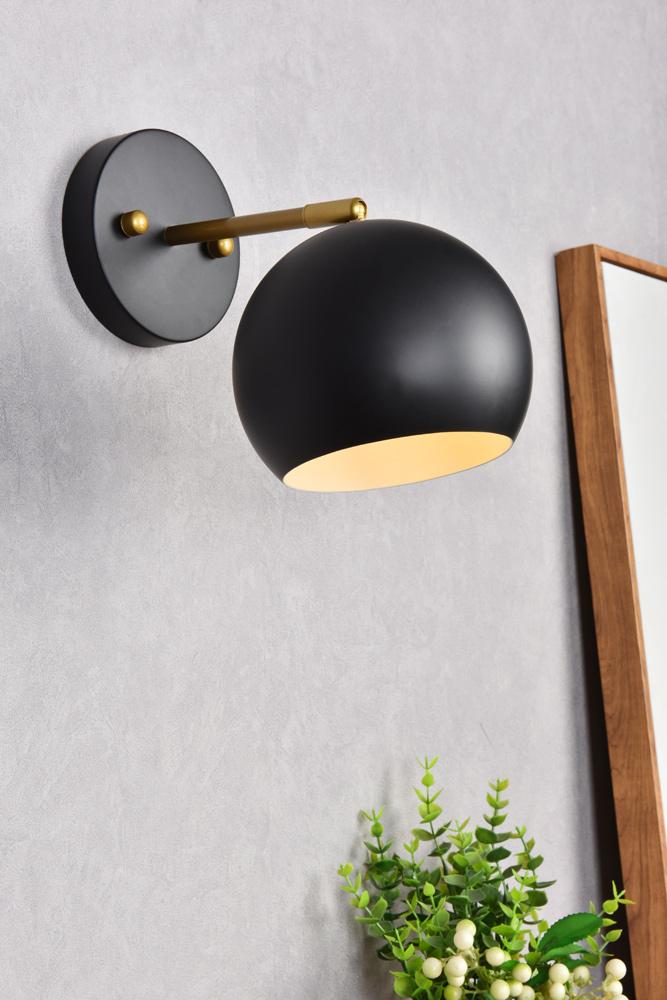 Elegant Furniture & Lighting - Othello 1 light black and brass wall sconce - LD2355BKR veiw 9
