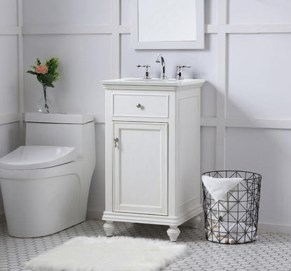Elegant Furniture & Lighting - Otto 19 inch Single Bathroom vanity in antique white with ivory white engineered marble - VF12319AW-VW veiw 3
