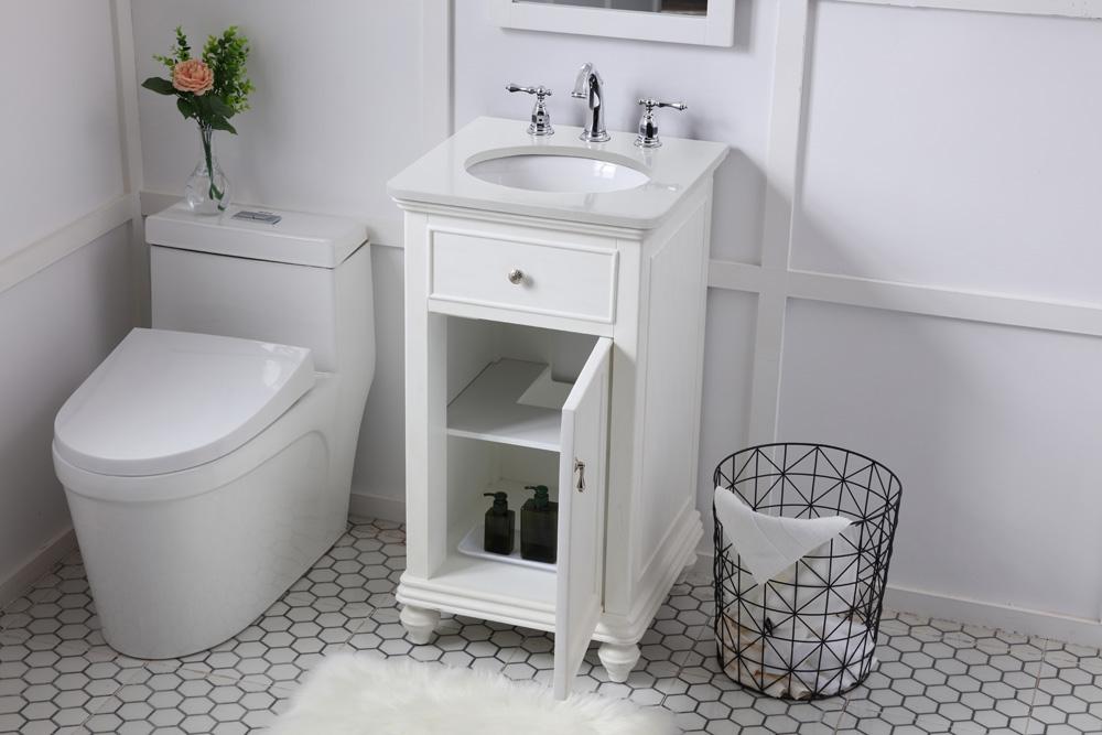 Elegant Furniture & Lighting - Otto 19 inch Single Bathroom vanity in antique white with ivory white engineered marble - VF12319AW-VW veiw 4