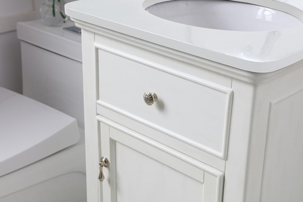 Elegant Furniture & Lighting - Otto 19 inch Single Bathroom vanity in antique white with ivory white engineered marble - VF12319AW-VW veiw 5