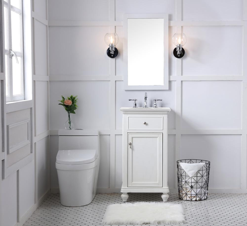 Elegant Furniture & Lighting - Otto 19 inch Single Bathroom vanity in antique white with ivory white engineered marble - VF12319AW-VW veiw 7