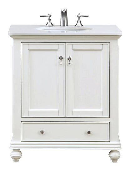 Elegant Furniture & Lighting - Otto 30 inch Single Bathroom vanity in Antique White with ivory white engineered marble - VF-1023-VW veiw 1
