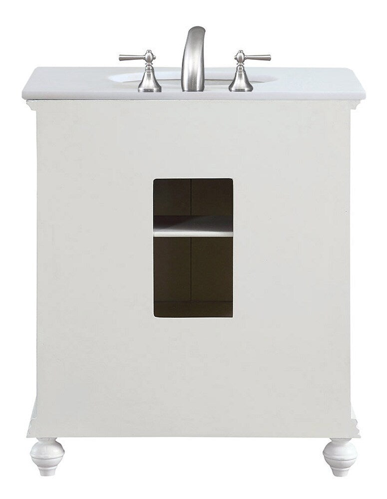 Elegant Furniture & Lighting - Otto 30 inch Single Bathroom vanity in Antique White with ivory white engineered marble - VF-1023-VW veiw 8
