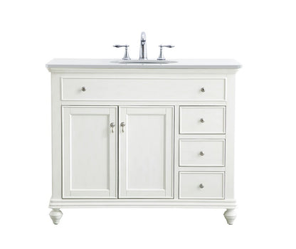 Elegant Furniture & Lighting - Otto 42 inch Single Bathroom vanity in antique white with ivory white engineered marble - VF12342AW-VW veiw 1