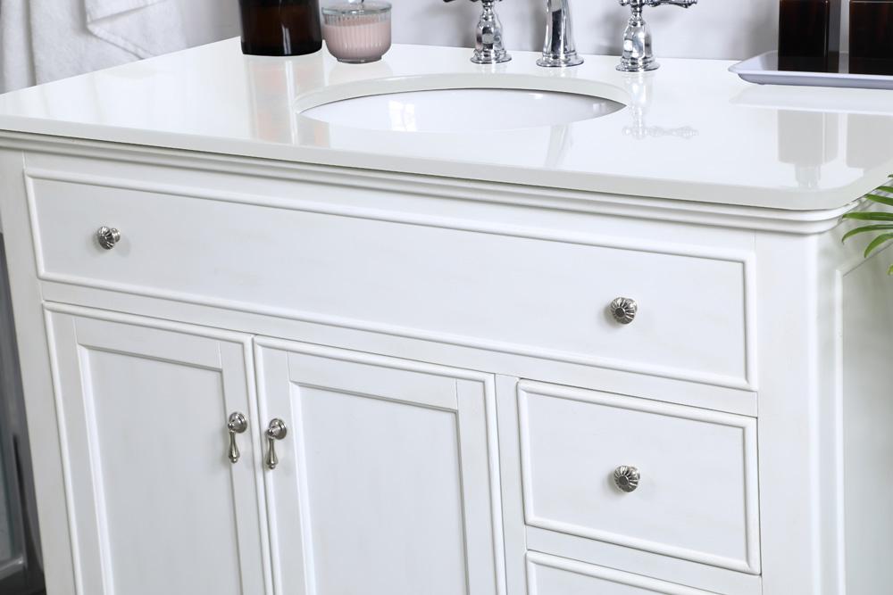 Elegant Furniture & Lighting - Otto 42 inch Single Bathroom vanity in antique white with ivory white engineered marble - VF12342AW-VW veiw 6