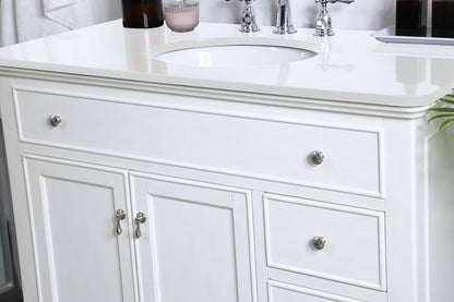 Elegant Furniture & Lighting - Otto 42 inch Single Bathroom vanity in antique white with ivory white engineered marble - VF12342AW-VW veiw 6