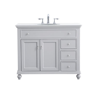 Elegant Furniture & Lighting - Otto 42 inch Single Bathroom vanity in light grey with ivory white engineered marble - VF12342GR-VW veiw 1