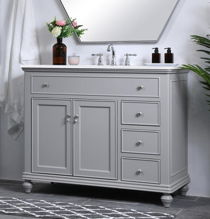 Elegant Furniture & Lighting - Otto 42 inch Single Bathroom vanity in light grey with ivory white engineered marble - VF12342GR-VW veiw 3