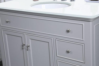 Elegant Furniture & Lighting - Otto 42 inch Single Bathroom vanity in light grey with ivory white engineered marble - VF12342GR-VW veiw 7