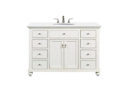 Elegant Furniture & Lighting - Otto 48 inch Single Bathroom vanity in Antique White with ivory white engineered marble - VF12348AW-VW veiw 1