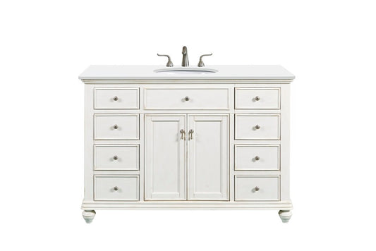 Elegant Furniture & Lighting - Otto 48 inch Single Bathroom vanity in Antique White with ivory white engineered marble - VF12348AW-VW veiw 1