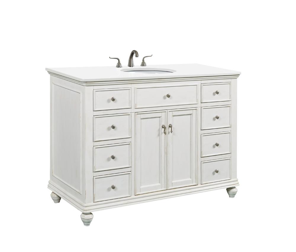 Elegant Furniture & Lighting - Otto 48 inch Single Bathroom vanity in Antique White with ivory white engineered marble - VF12348AW-VW veiw 2