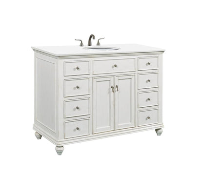 Elegant Furniture & Lighting - Otto 48 inch Single Bathroom vanity in Antique White with ivory white engineered marble - VF12348AW-VW veiw 2