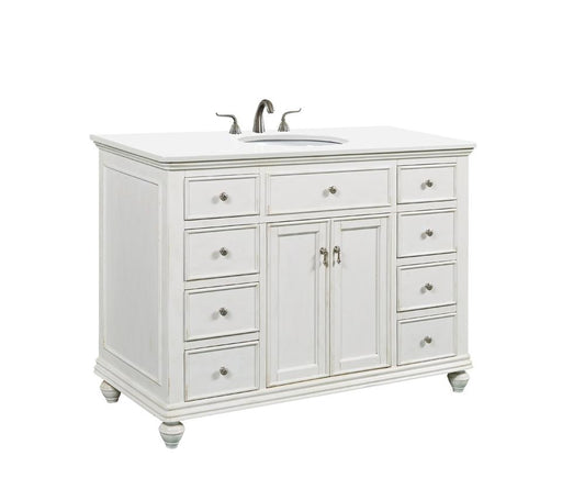 Elegant Furniture & Lighting - Otto 48 inch Single Bathroom vanity in Antique White with ivory white engineered marble - VF12348AW-VW veiw 2