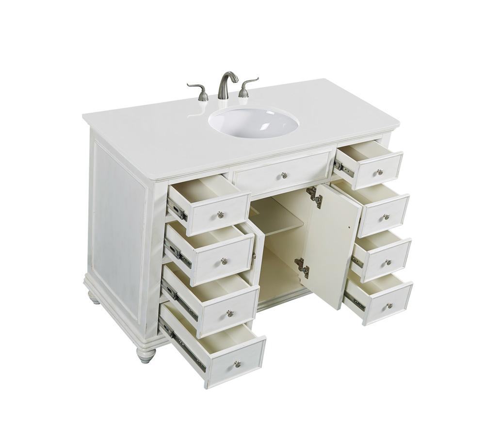Elegant Furniture & Lighting - Otto 48 inch Single Bathroom vanity in Antique White with ivory white engineered marble - VF12348AW-VW veiw 3