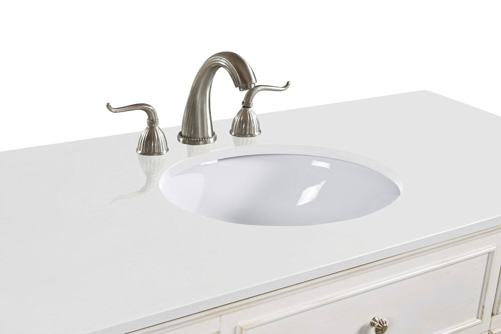 Elegant Furniture & Lighting - Otto 48 inch Single Bathroom vanity in Antique White with ivory white engineered marble - VF12348AW-VW veiw 4