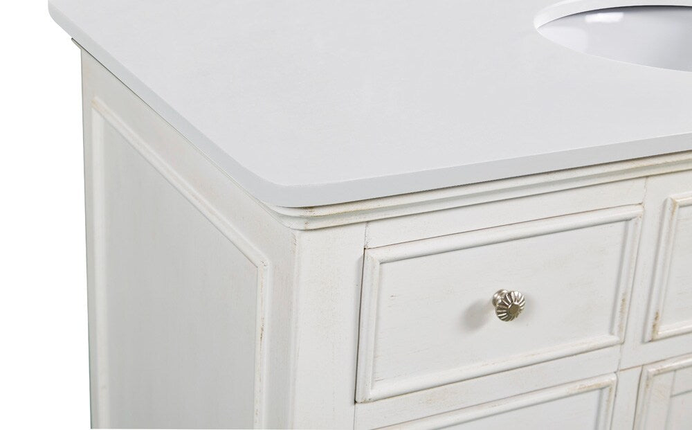 Elegant Furniture & Lighting - Otto 48 inch Single Bathroom vanity in Antique White with ivory white engineered marble - VF12348AW-VW veiw 5