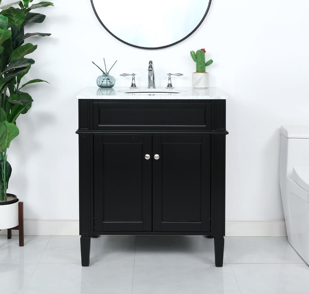 Elegant Furniture & Lighting - Park Avenue 30 inch Single bathroom vanity in Black - VF12530BK veiw 2
