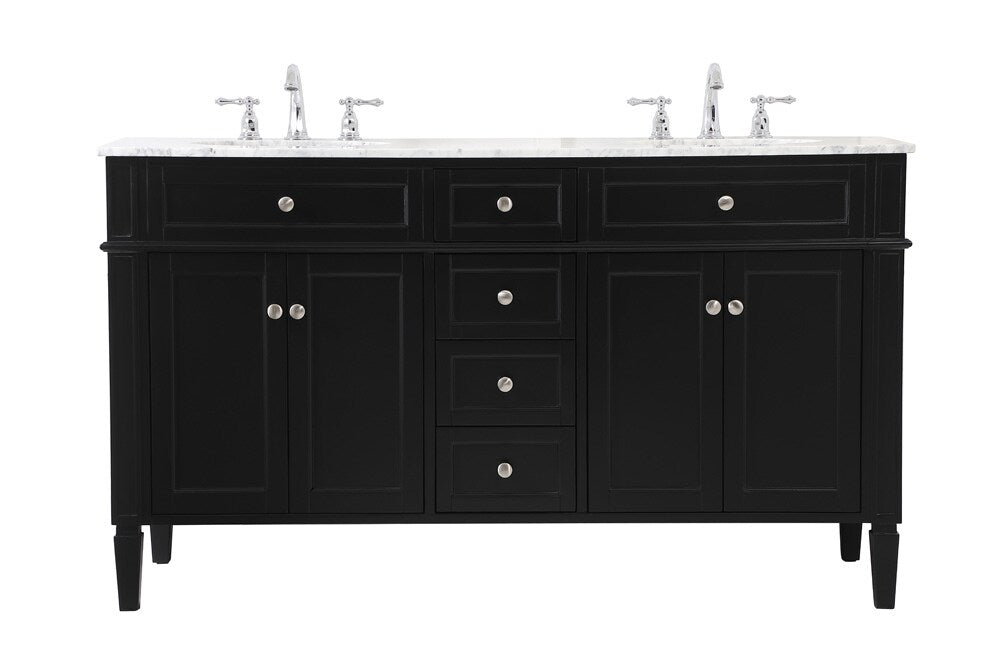 Elegant Furniture & Lighting - Park Avenue 60 inch double bathroom vanity in Black - VF12560DBK veiw 1