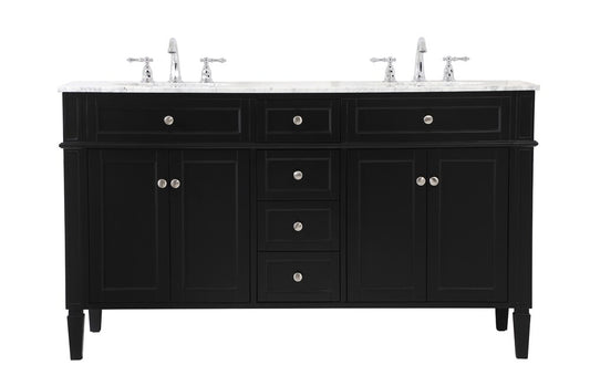 Elegant Furniture & Lighting - Park Avenue 60 inch double bathroom vanity in Black - VF12560DBK veiw 1